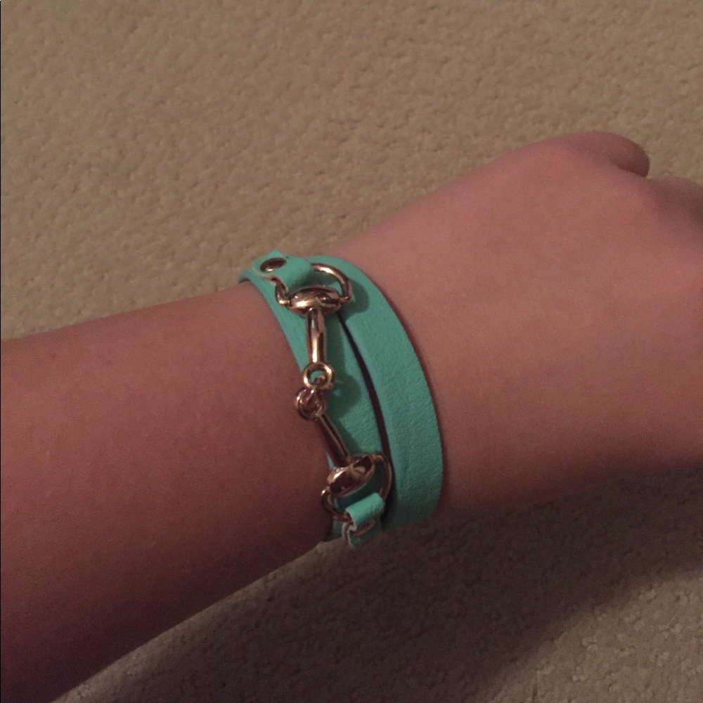 Teal wrap bracelet horse bit
